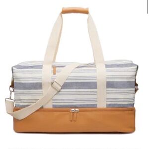 DSW Striped Travel Bag - Blue, Cream, Tan